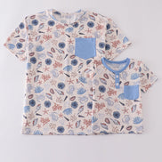 Blue ocean breeze shells print dad&me top