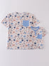 Blue ocean breeze shells print dad&me top