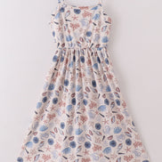 Blue ocean breeze shells print mom&me dress