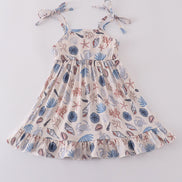 Blue ocean breeze shells print mom&me dress