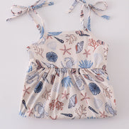 Blue ocean breeze shells print mom&me dress