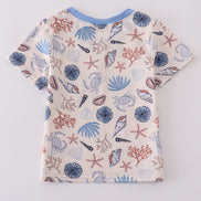 Blue ocean breeze shells print dad&me top