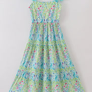 Ocean bloom print mom tiered dress