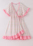 Pink floral print mom ruffle dress
