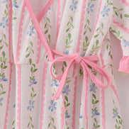 Pink floral print mom ruffle dress