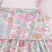 Mint pink floral print mom&me tiered dress