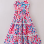 Tropical Sunset Waves mom tiered dress