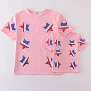 Pink star sequin mom&me top