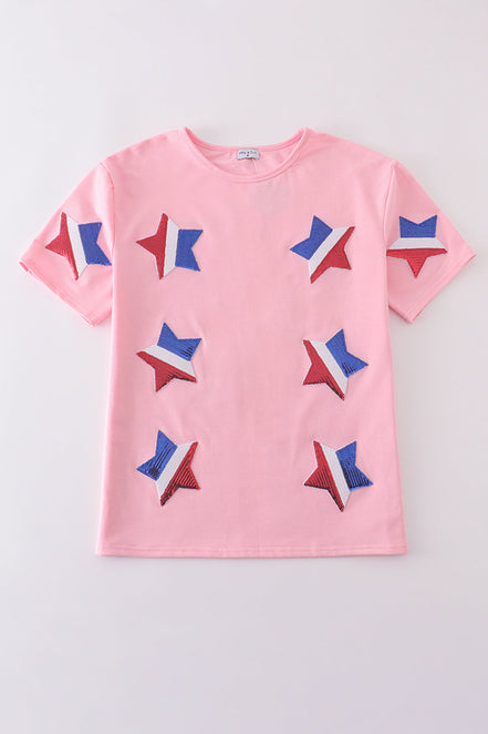 Pink star sequin mom&me top