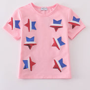 Pink star sequin mom&me top
