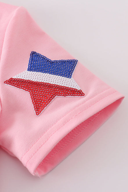 Pink star sequin mom&me top