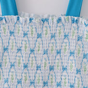 Blue floral bow tie strap mom dress