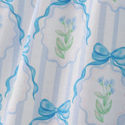 Blue floral bow tie strap mom dress