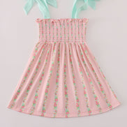 Pink floral smocked mom&me dress