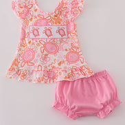Pink Floral Ruffle Bloomer Set