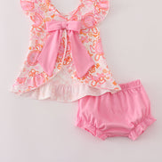 Pink Floral Ruffle Bloomer Set