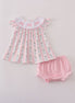 Pink Bow Embroidered Bow Bloomer Set