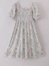 Floral print smocked mom dress