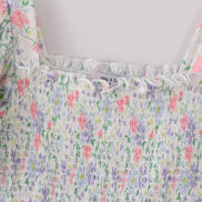 Floral print smocked mom dress