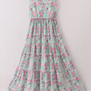 Green dream garden tiered mom dress
