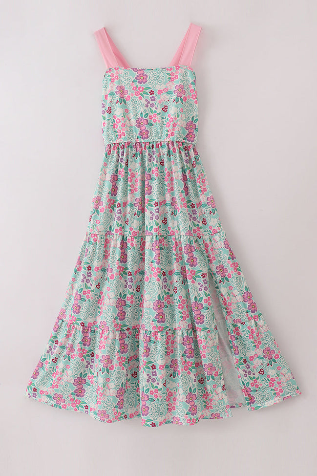Green dream garden tiered mom dress