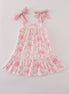 Pink bow print ruffle mom&me dress