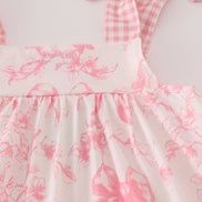Pink bow print ruffle mom&me dress