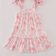 Pink bow print ruffle mom&me dress