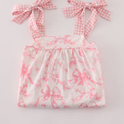 Pink bow print ruffle mom&me dress