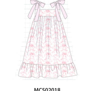 Pink bow print ruffle mom&me dress