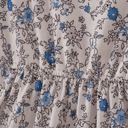 Blue vintage floral print tiered mom dress