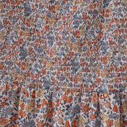 Fall floral print smocked mom dress