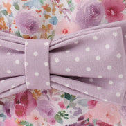 Purple floral print canvas bow lunch bag