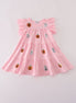 Pink ghost pumpkin sequin ruffle dress