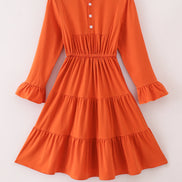 Rust tiered mom ruffle dress
