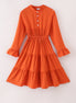 Rust tiered mom ruffle dress