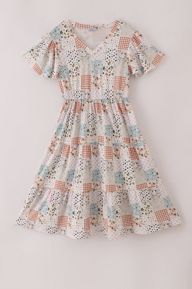 Fall floral print mom dress