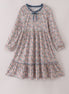 Blue floral print ruffle mom dress