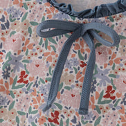 Blue floral print ruffle mom dress