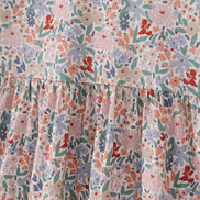 Blue floral print ruffle mom dress