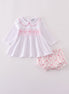 Pink bow smocked bloomer set