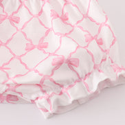 Pink bow smocked bloomer set