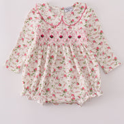 Pink rose hand smocked bubble