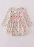 Pink rose hand smocked bubble