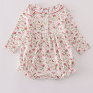 Pink rose hand smocked bubble