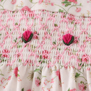 Pink rose hand smocked bubble