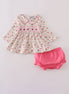 Pink rose hand smocked bloomer set