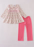 Pink rose hand smocked pants set