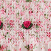 Pink rose hand smocked pants set