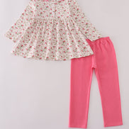 Pink rose hand smocked pants set